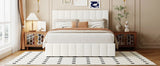 Storage Bed With Hydraulic Lift Platform, Upholstered White - Furniture Home Direct