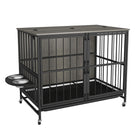 Modern Kennel Dogs Room Up To 60 Lb, Dog Crate Furniture With Multi-Purpose Rremovable Ttray, Double-Door Dog House, Lift Panel, 360 Degree Rotation, 3 Height Adjustable Feeding Bowls - Furniture Home Direct