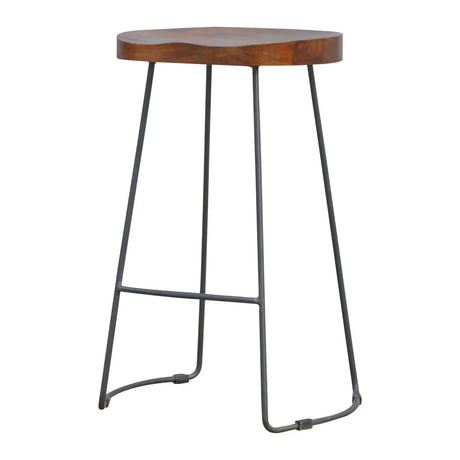 Industrial Chunky Bar Stool - Chestnut - Furniture Home Direct