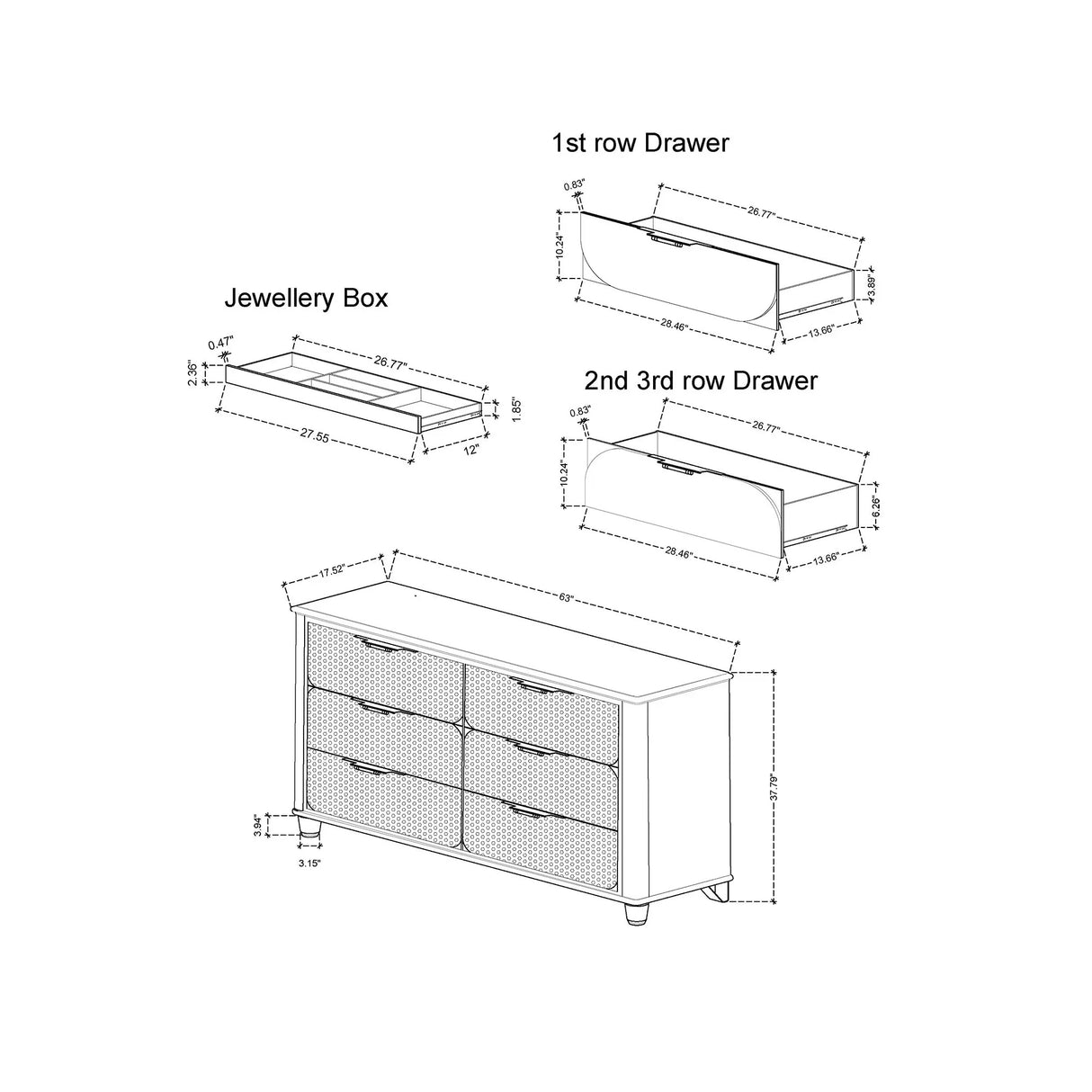 Laura - Dresser With Spacious Drawers - Silver - Furniture Home Direct