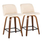Toriano - Mid Century Modern Fixed Height Counter Stool With Swivel With Square Footrest (Set of 2) - Furniture Home Direct