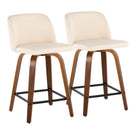 Toriano - Mid Century Modern Fixed Height Counter Stool With Swivel With Square Footrest (Set of 2) - Furniture Home Direct