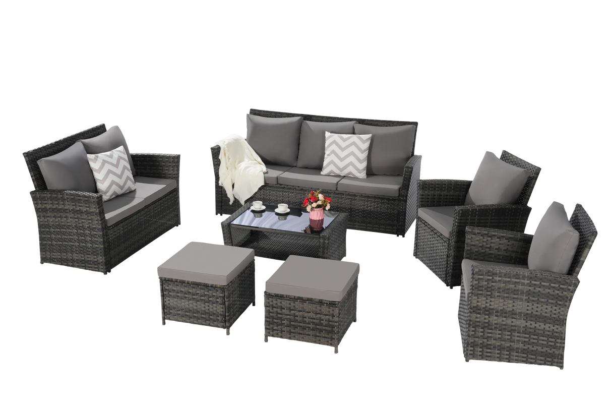 7 Piece Patio Set - Gray - Furniture Home Direct