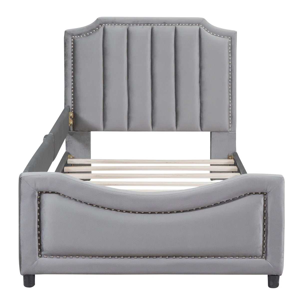 Upholstered Daybed With Classic Stripe Shaped Headboard - Furniture Home Direct