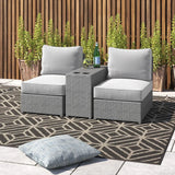 2 Person Wicker Conversation Set With Cushions, Weather Resistant - Furniture Home Direct