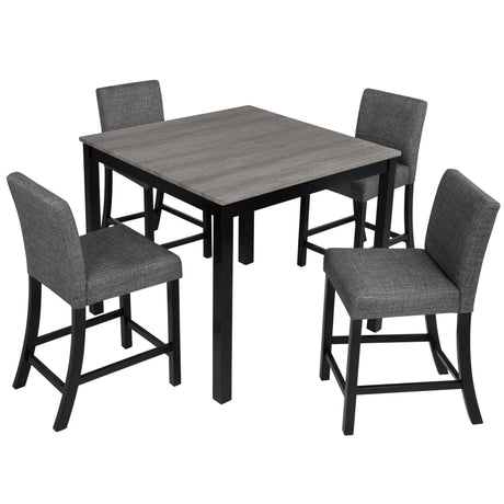 5 Piece Counter Height Table Set, Square Table And 4 Upholstered Chairs - Furniture Home Direct