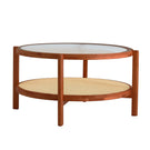 Modern Style Circular Double Layer Tea Table With Rattan Weave - Furniture Home Direct