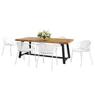 7 Piece Outdoor Modern Dining Set With Stackable Chairs