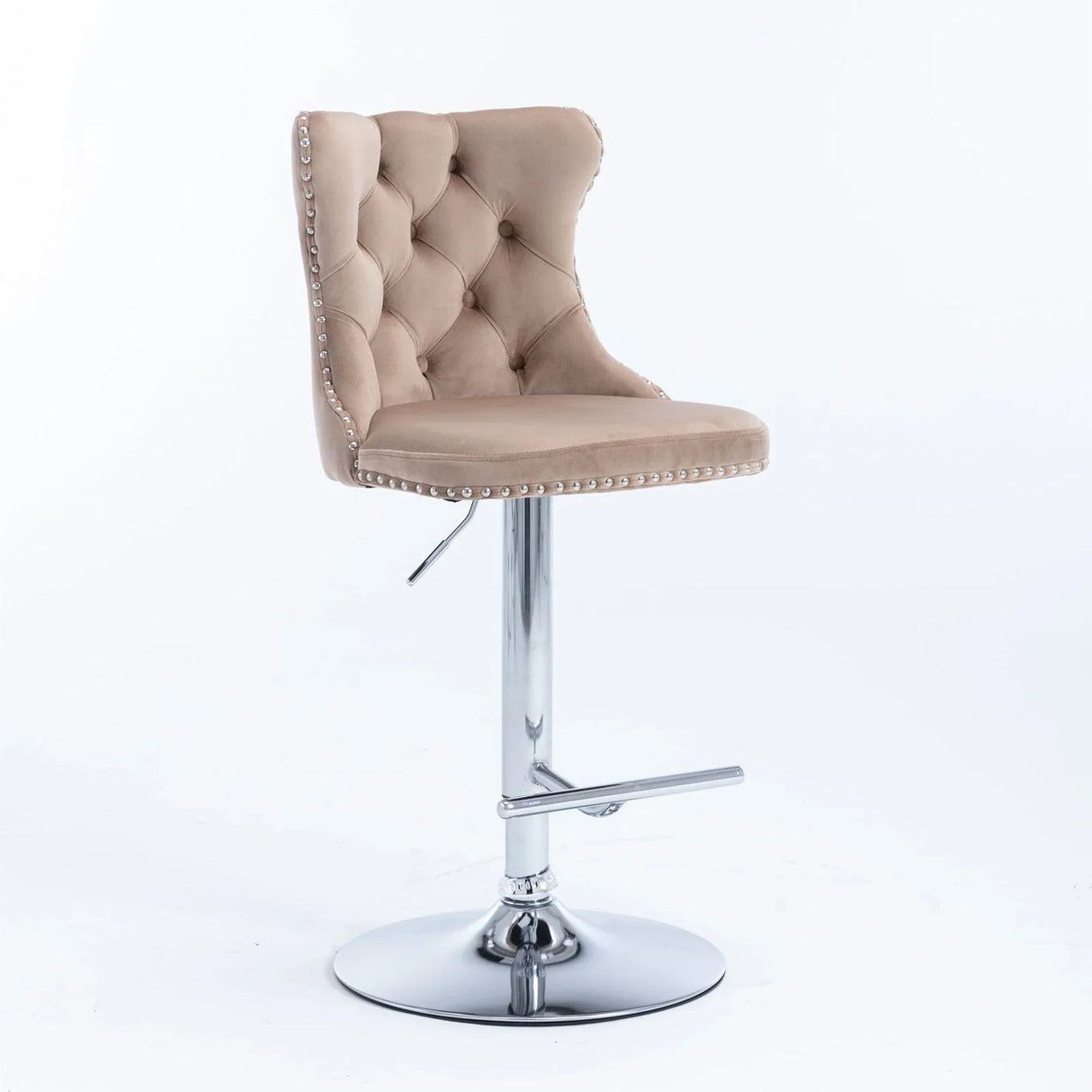 Swivel Velvet Barstools Adjusatble Seat Height From 25-33", Modern Upholstered Chrome Base Bar Stools With Backs Comfortable Tufted For Home Pub And Kitchen Island (Set of 2) - Furniture Home Direct