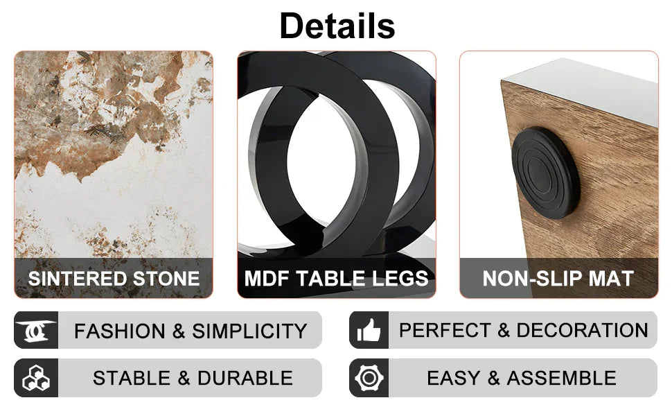 Large Rectangular Faux Marble Dining Table - Furniture Home Direct