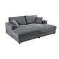Oversized Loveseat Chaise With 2 USB Ports, 2 Cup Holders And 2 Throw Pillows - Furniture Home Direct