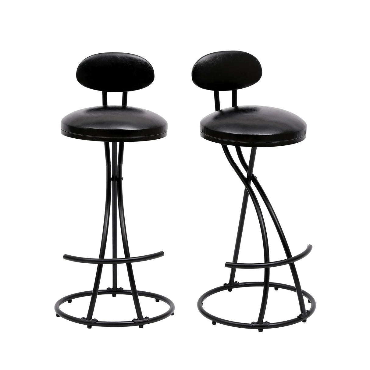 Bar Stools Upholstered Counter Height Barstools For Kitchen Island Modern PU Leather Dining Chairs With Footrest (Set of 2) - Furniture Home Direct