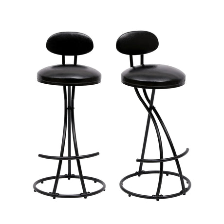 Bar Stools Upholstered Counter Height Barstools For Kitchen Island Modern PU Leather Dining Chairs With Footrest (Set of 2) - Furniture Home Direct