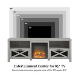 Industrial Farmhouse Metal Mesh Drop Down X Door Fireplace TV Stand - Furniture Home Direct