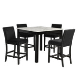 Counter Height Dining Set Faux Marble Velvet Chairs Black - Furniture Home Direct