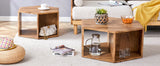 Coffee Table Set Hexagonal Wood Open Shelves Modern Wood - Furniture Home Direct