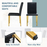 Dining Chairs Four Modern PU Leather Gold Legs Black - Furniture Home Direct