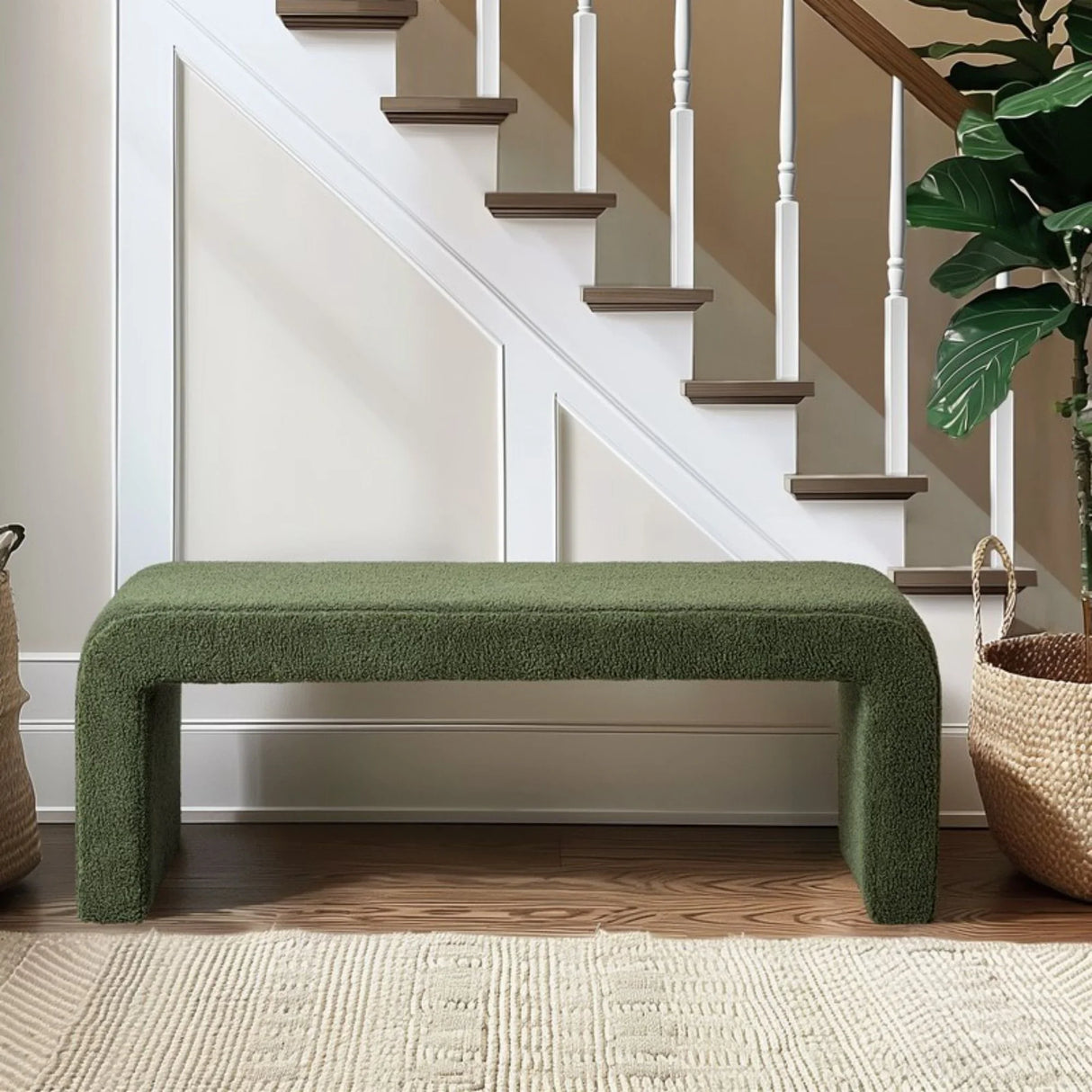 Modern Contemporary Boucle Waterfall Bench - Furniture Home Direct