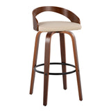 Grotto - Mid Century Modern Fixed Height Barstool & Swivel With Round Footrest (Set of 2) - Furniture Home Direct