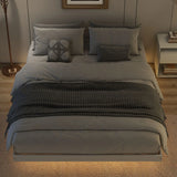 Floating Bed With Led Lights Underneath, Modern Queen Size Low Profile Platform Bed With Led Lights - Furniture Home Direct
