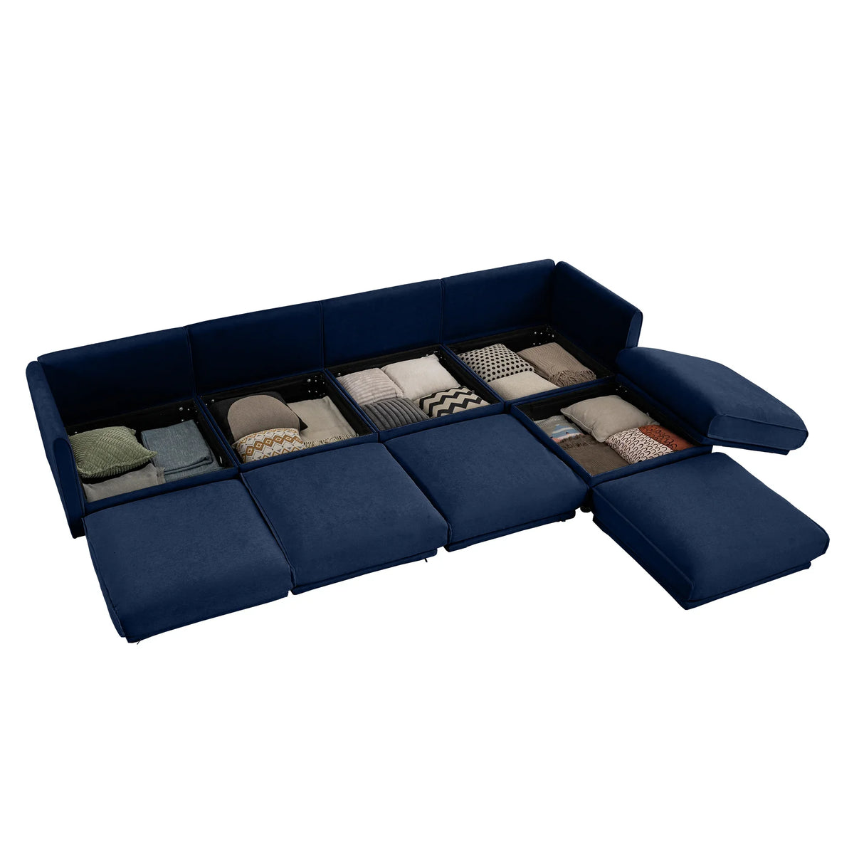 Sectional Sofa With Chaise And Hidden Storage Blue - Furniture Home Direct