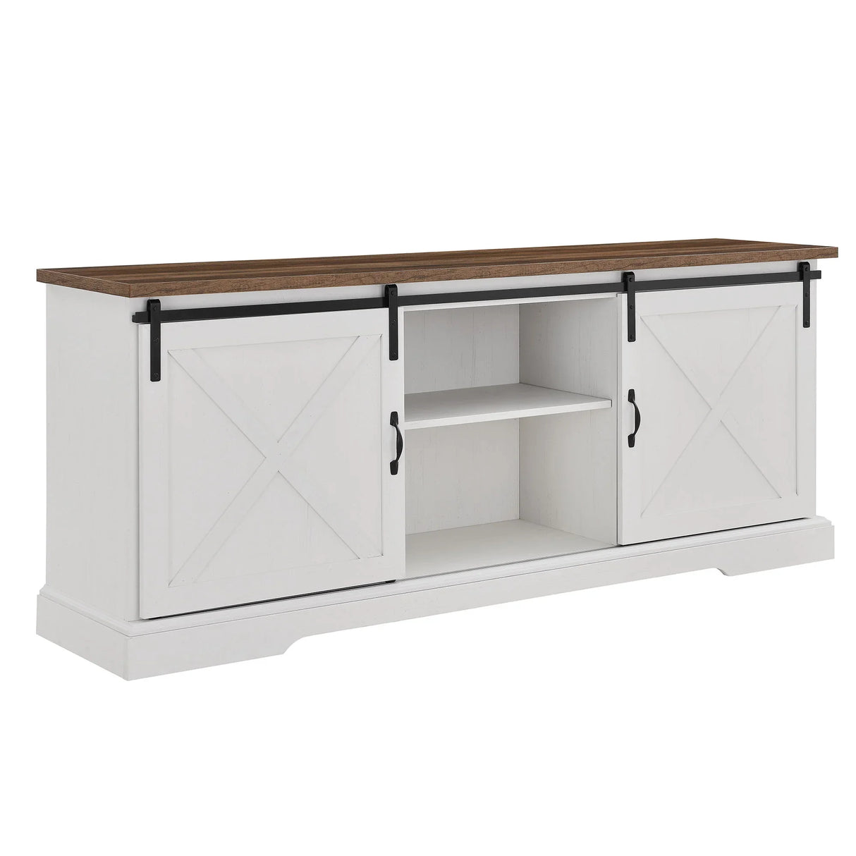 Farmhouse Sliding X Barn Door TV Stand - Furniture Home Direct