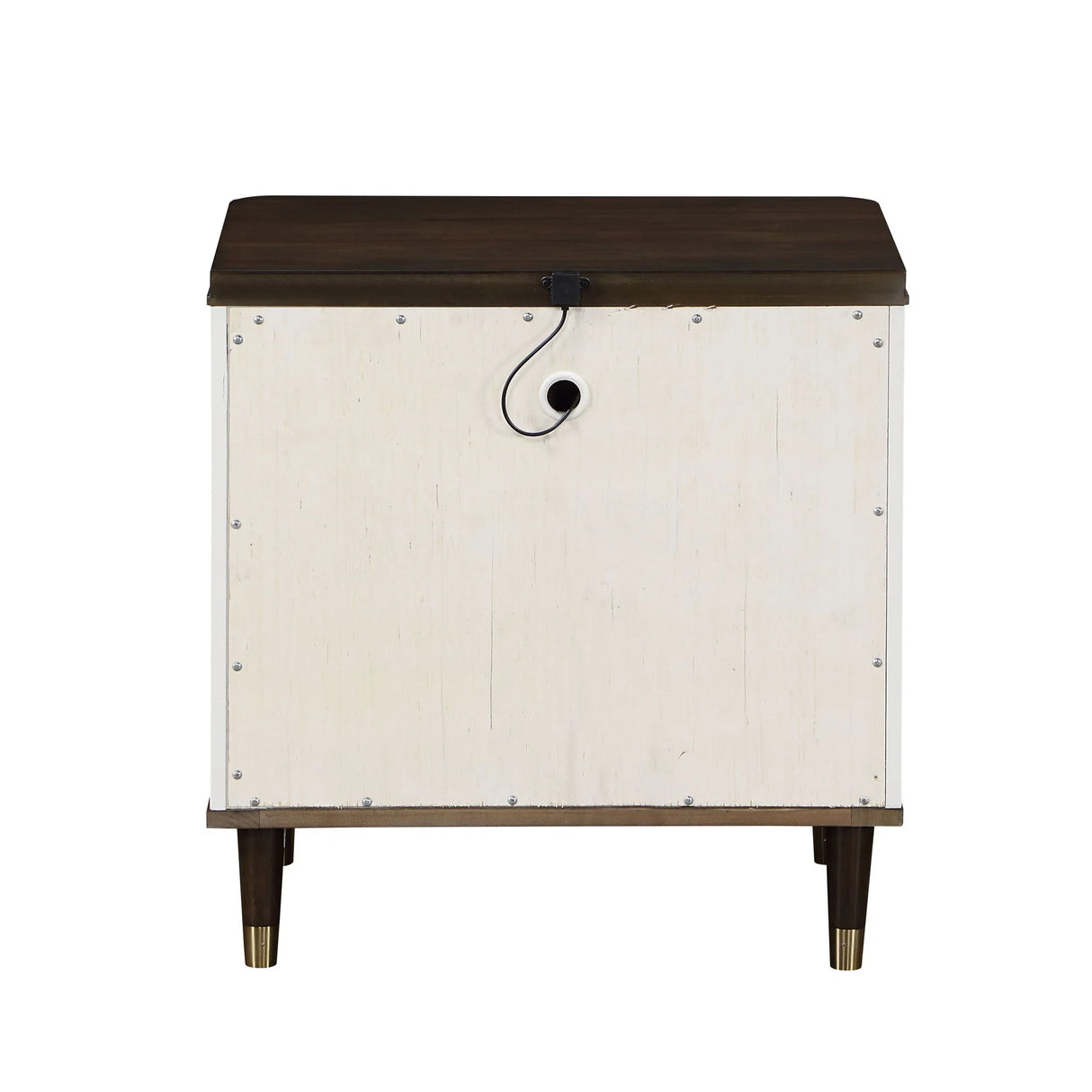 Carena - Night Stand With USB - White / Walnut - Furniture Home Direct