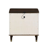 Carena - Night Stand With USB - White / Walnut - Furniture Home Direct