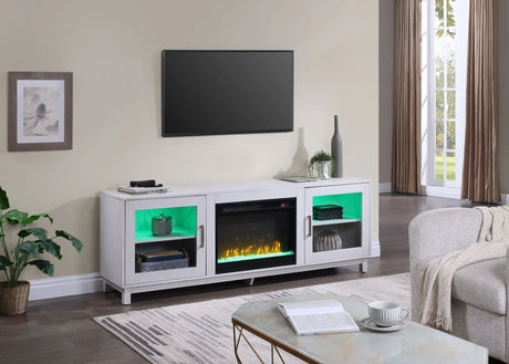 Summit - TV Stand Console With Fireplace - White Walnut Finish - Furniture Home Direct