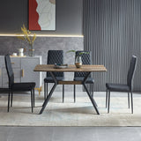 Modern Minimalist Style Dining Table MDF Wooden Top Metal Shelf Metal Heat Transfer Legs Leveling Feet For Dining Room Kitchen Office Table - Walnut / Black - Furniture Home Direct