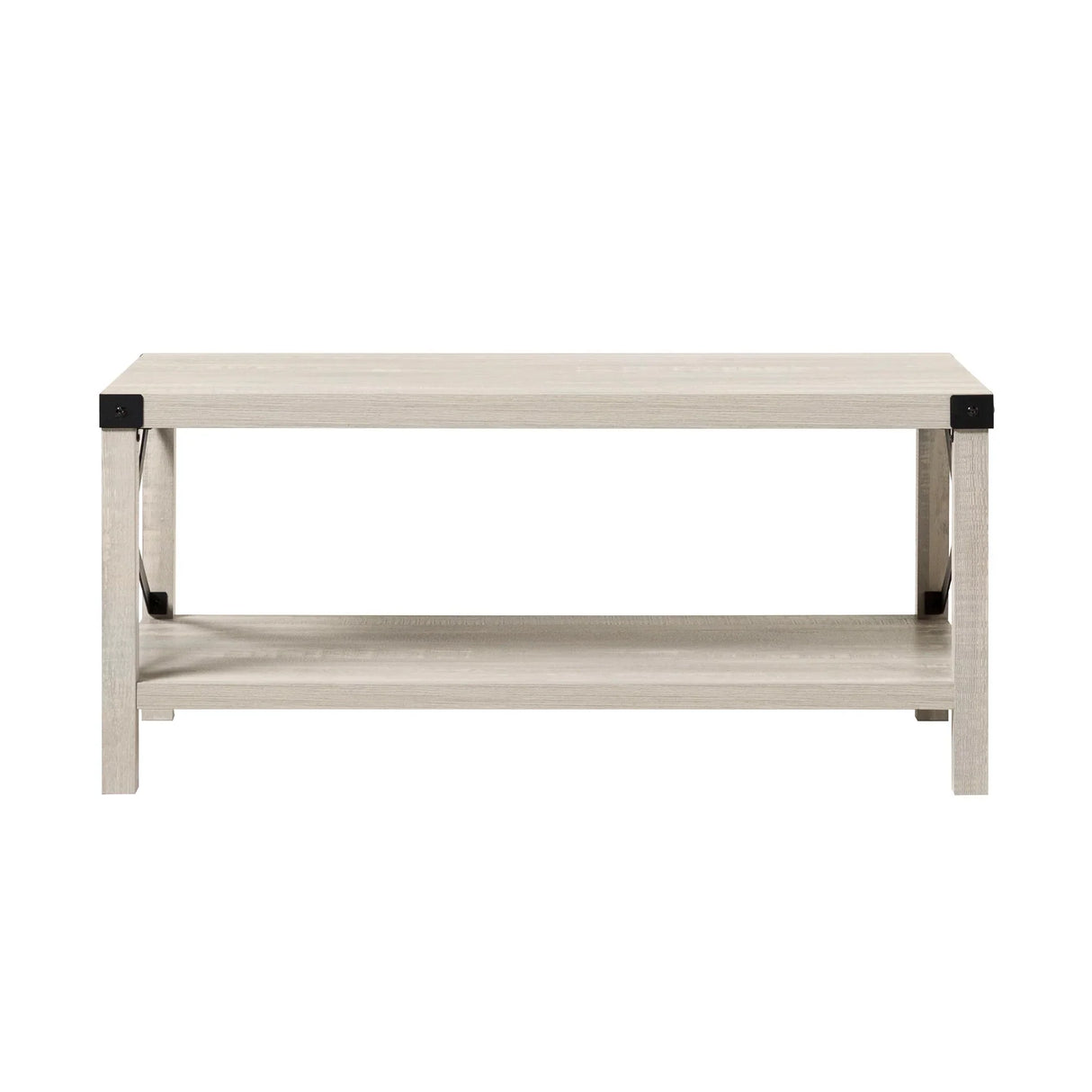 Farmhouse Metal X Table With Lower Shelf - Furniture Home Direct