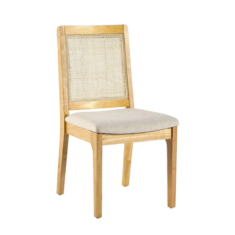 Modern Solid Wood Dining Chair With Rattan Inset Back (Set of 2) - Furniture Home Direct