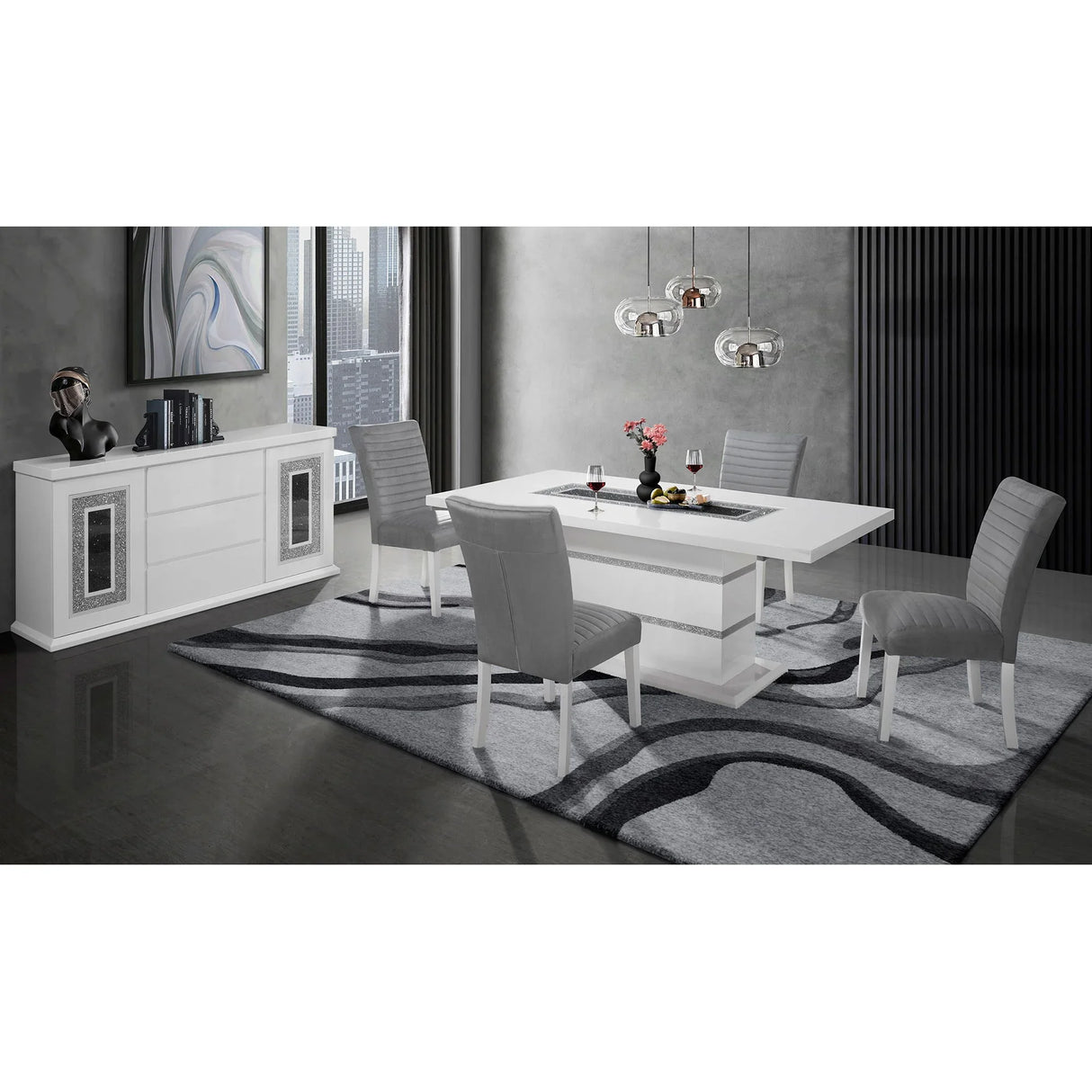 Ariya - Buffet With Clear Glass Inlay - Furniture Home Direct
