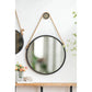 Handsome Cleveland Mirror With Rope Strap Contemporary Design Circle Mirror With Round Metal Frame For Wall Decor - Furniture Home Direct