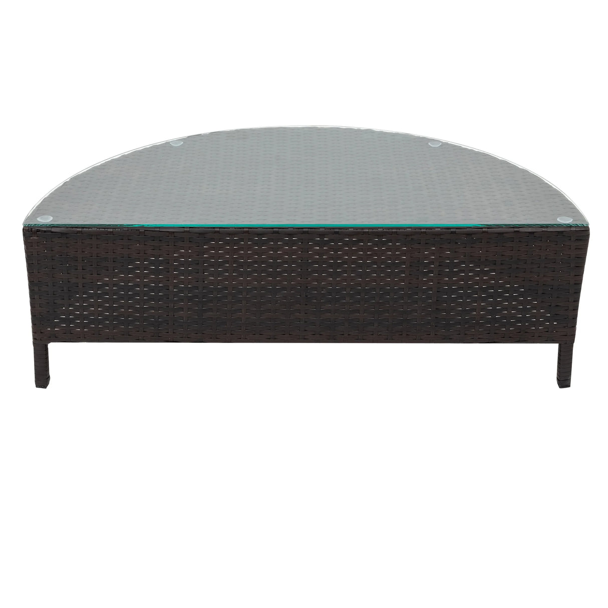 4 Piece Curved Wicker Patio Sectional with Coffee table - Gray - Furniture Home Direct