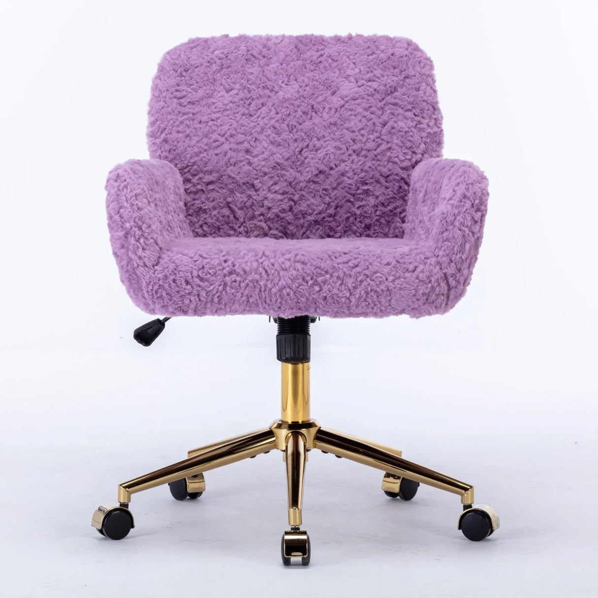 Office Chair, Artificial Rabbit Hair Home Office Chair With Golden Metal Base, Adjustable Desk Chair Swivel Office Chair, Vanity Chair - Furniture Home Direct