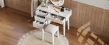 Vanity Desk Bohemian Retro Wood Makeup Station White - Furniture Home Direct
