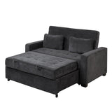 66.5" Upholstered Loveseat With Pull Out Bed, Two Throw Pillows, Dual USB Charging Port and Adjustable Backrest - Black - Furniture Home Direct