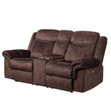 Jimny - Domino Power Console Reclining Loveseats With Power Switch - Furniture Home Direct