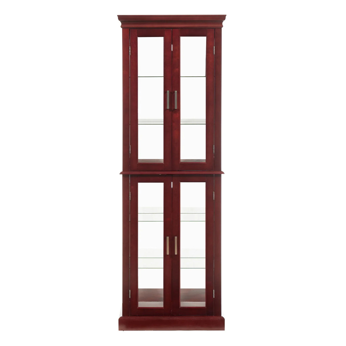 Curio Cabinet Lighted Curio Diapaly Cabinet With Adjustable Shelves And Mirrored Back Panel, Tempered Glass Doors (6 Tier), (E26 Light Bulb Not Included) - Furniture Home Direct