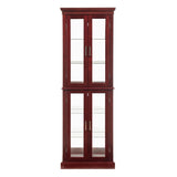 Curio Cabinet Lighted Curio Diapaly Cabinet With Adjustable Shelves And Mirrored Back Panel, Tempered Glass Doors (6 Tier), (E26 Light Bulb Not Included) - Furniture Home Direct