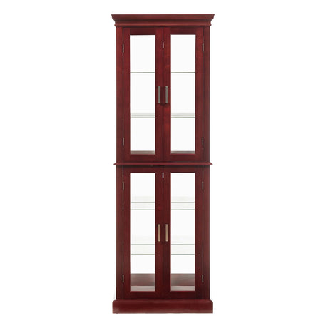 Curio Cabinet Lighted Curio Diapaly Cabinet With Adjustable Shelves And Mirrored Back Panel, Tempered Glass Doors (6 Tier), (E26 Light Bulb Not Included) - Furniture Home Direct