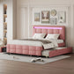 Upholstered Platform Bed With LED Frame, With Trundle And 2 Drawers - Furniture Home Direct