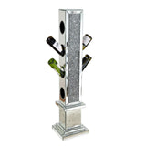 Crushed Diamond Floating Mirrored Wine Bottle Holder - Silver - Furniture Home Direct