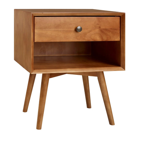 Mid-Century Modern Single Drawer Solid Wood Nightstand - Furniture Home Direct