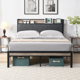 Modern Bed Frame With LED Lights, Upholstered Headboard, USB Charging - Furniture Home Direct