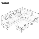 Modern Sectional Sofa With Storage Ottoman, L - Shape Couch With 2 Pillows And Cup Holders - Furniture Home Direct
