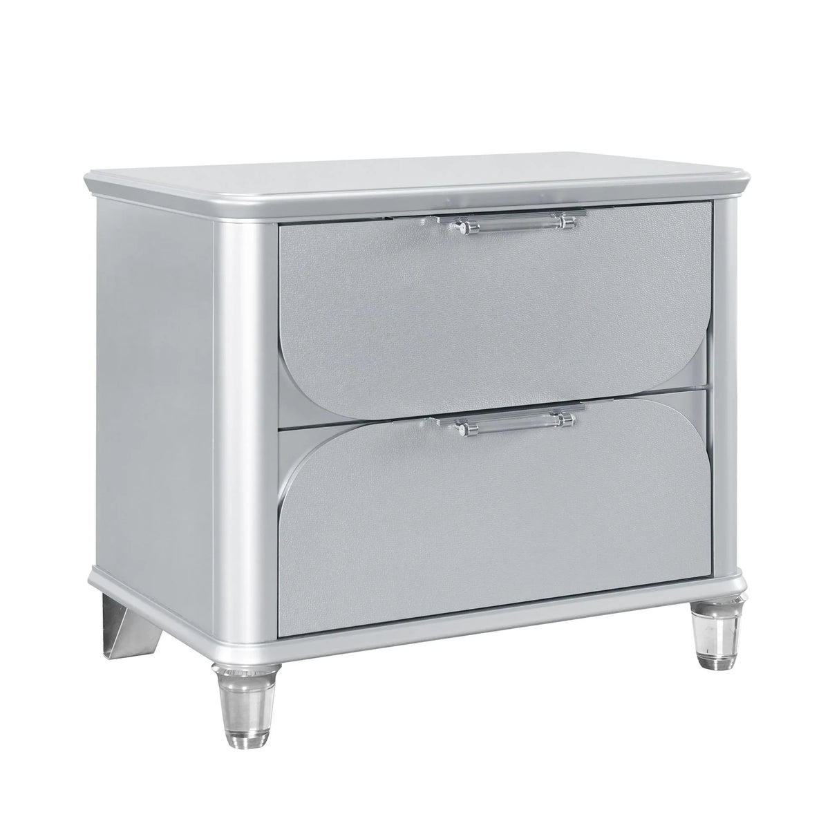 Laura - Nightstand With Sleek Frame And Fronts - Silver - Furniture Home Direct