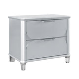 Laura - Nightstand With Sleek Frame And Fronts - Silver - Furniture Home Direct