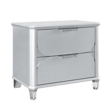 Laura - Nightstand With Sleek Frame And Fronts - Silver - Furniture Home Direct